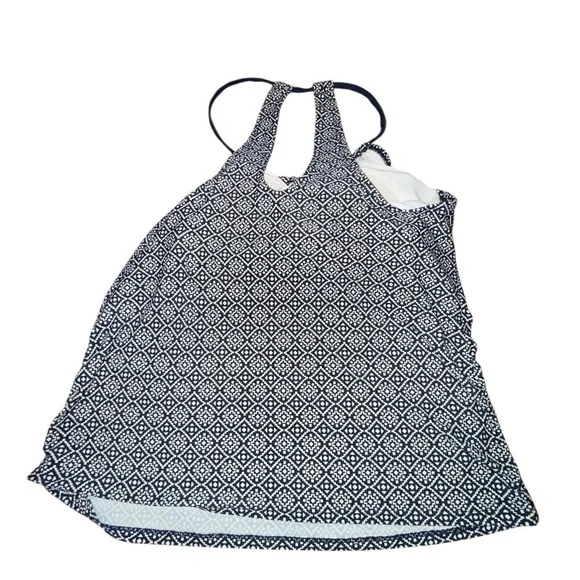 5/$25 Kona Sol Navy and Cream Geometric Halter Swim Top - Picture 5 of 5